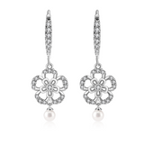 Hanging Ear Flower & Tiny Pearls earrings